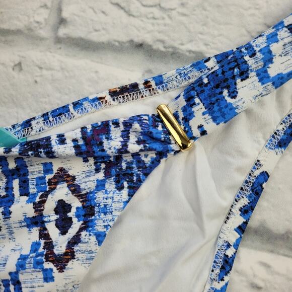 Melissa Odabash Martinique Blue Print Bandeau Bikini size Large - Picture 9 of 13